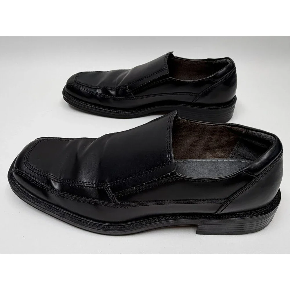 Jarman Metropolis Men's 10.5 Black Slip On Dress Shoes Square Toe Loafers